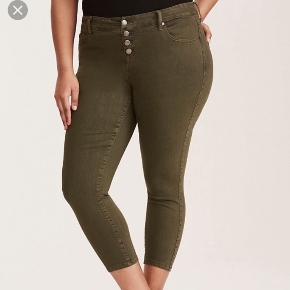 Torrid button up olive jeans